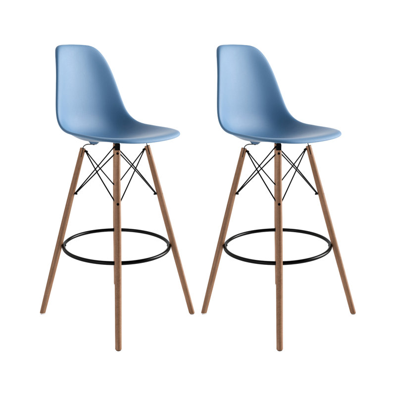 Jordan Bar & Counter Stool, Blue/Natural, Bar Stool (29.5" Seat Height)