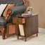 Wood Rattan Side Table with Storage