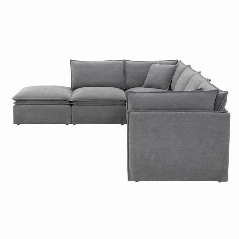 Canapé modulaire avec repose-pieds 125,5 po Brinsley, Gris clair