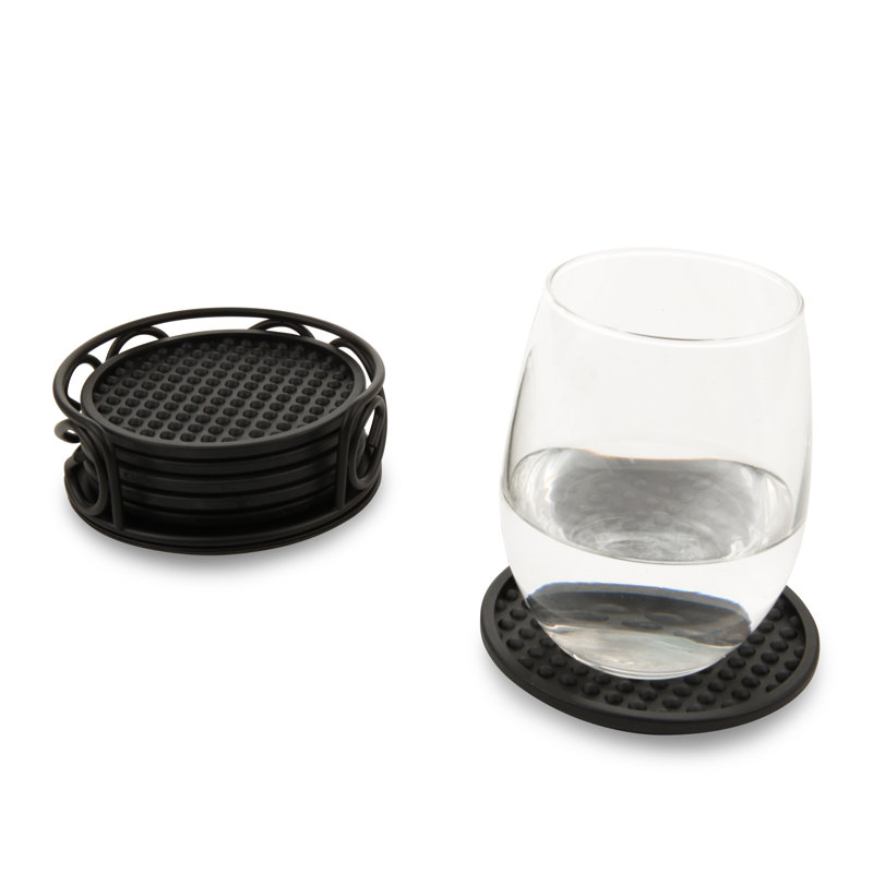Ensemble de sous-verres avec support Jessica, Noir