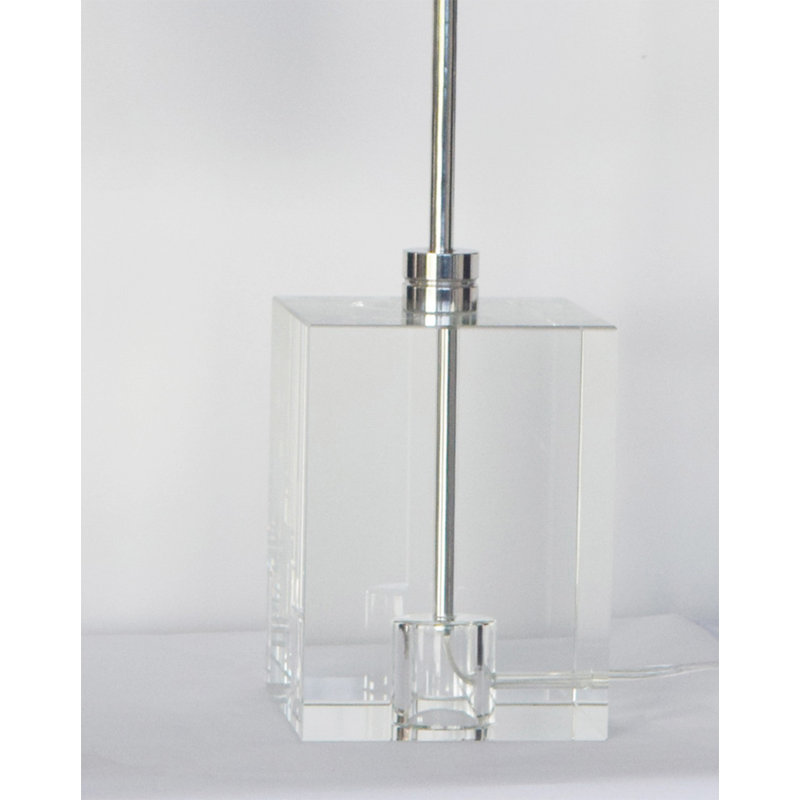 Gideon 1-Light Chrome Arched Table Lamp With Crystal Base, Polished Nickel