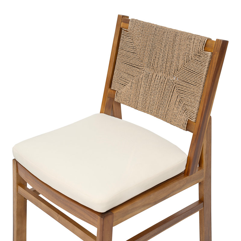 Ensemble repas d'extérieur en bois rustique avec chaises en osier 3 pièces