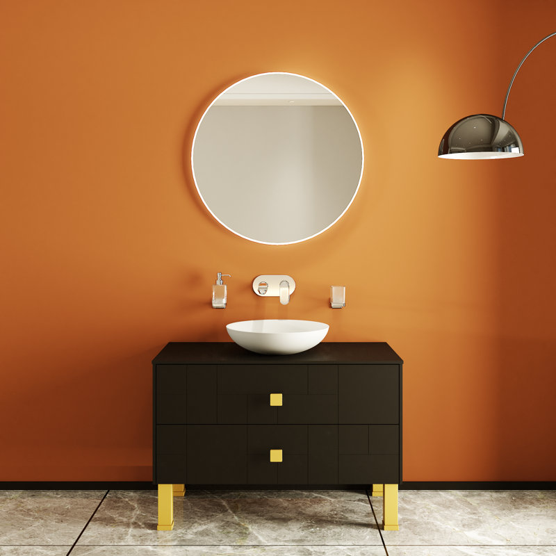 Meuble-lavabo autoportant avec lavabo Spruha-F_Modern, Noir mat