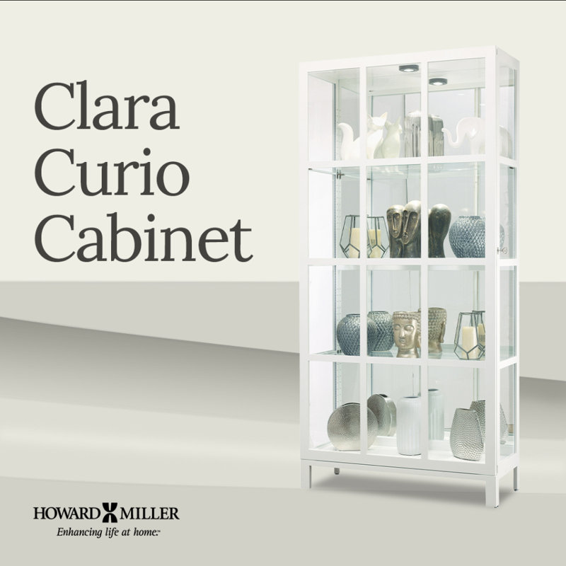 Clara Lighted Curio Cabinet, Gloss White