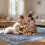 Tapis oriental bleu antidérapant lavable à la machine-254311101