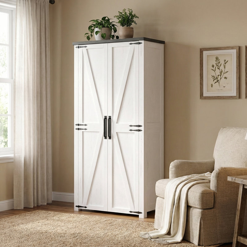 Armoire de rangement 72 po à DEL avec tablettes réglables, organisateur de couture, armoire de couture polyvalente pour salle d'artisanat, rangement pour bureau personnel
