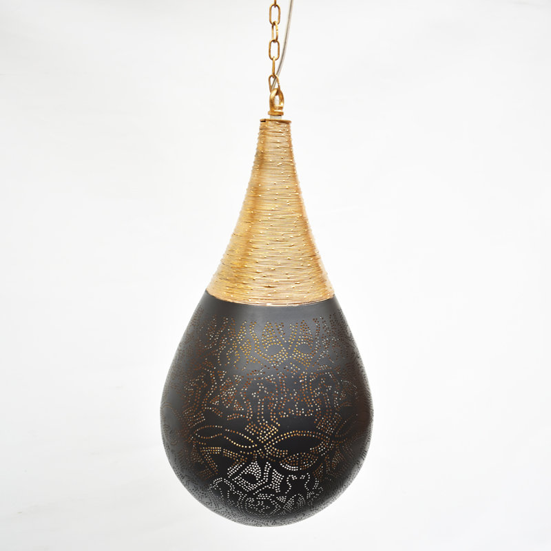 Tollefson 1 - Light Teardrop Pendant, Gold/Black