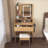 Vanity Table With LED-Illuminated Mirror, Power Outlet, Hairdryer Holder & Stool – Compact Dressing Desk For Small Bedrooms