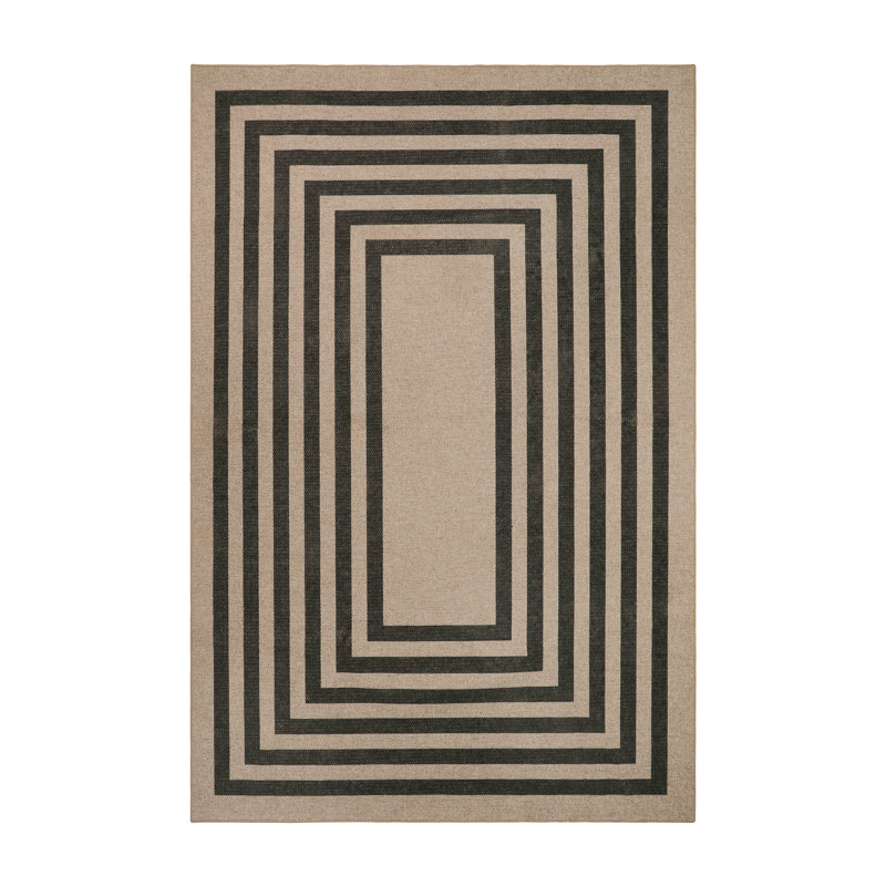 Tapis d'extérieur à motif géométrique lavable Govan, Rectangle 4pi x 6 pi