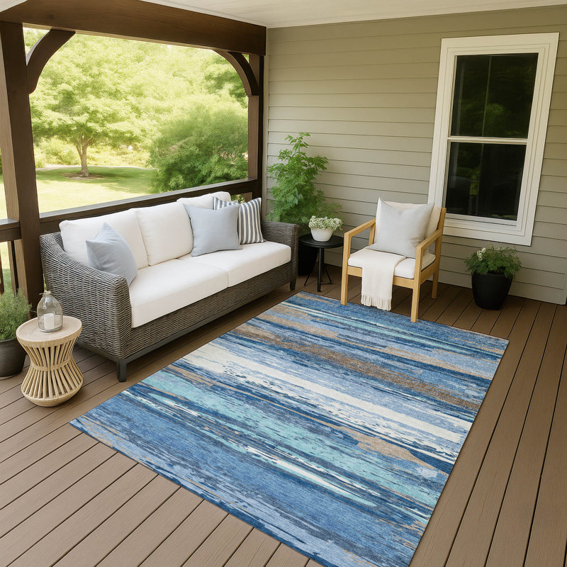 Machine Washable Indoor/Outdoor Jeffery ACN2287 Stripes Rug, Rectangle 2'6" x 3'10"