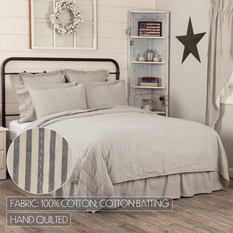 Hatteras Blue and White Cotton Queen Quilt Coverlet