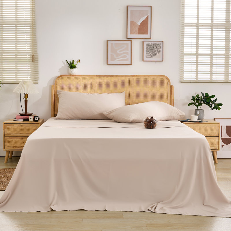 Ensemble de draps profond avec ourlet plissé, Ensemble de draps pour taille de lit très grand c, Brun
