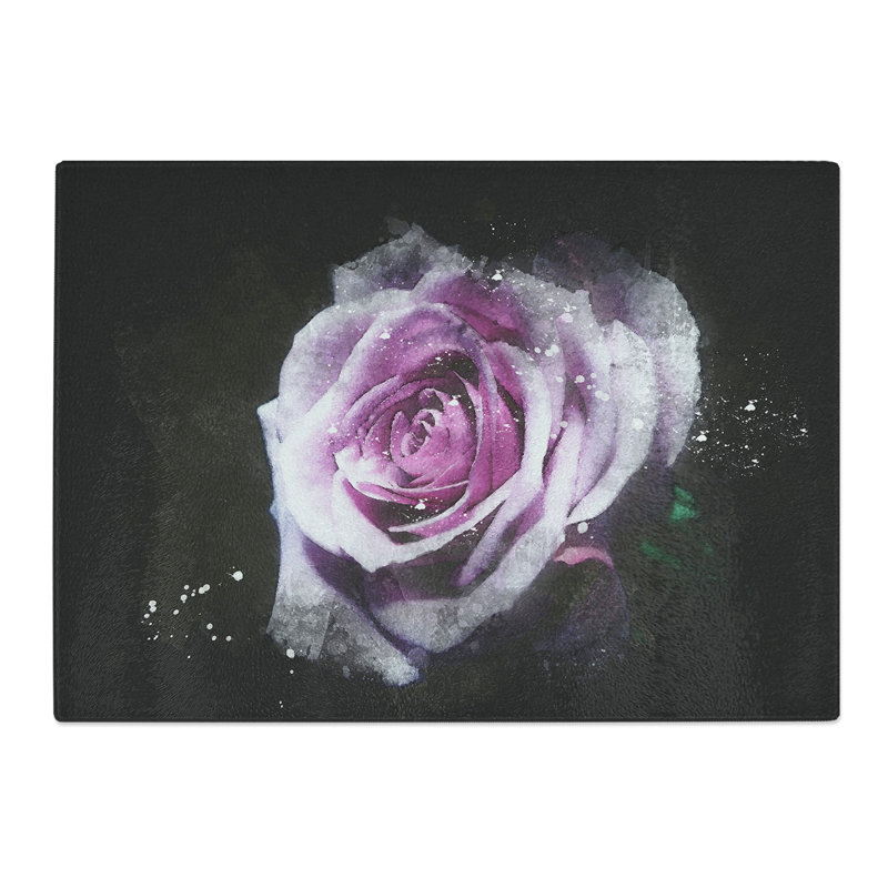 Tempered Glass the Pale Purple Rose Chopping Board, 20 cm x 28.5 cm