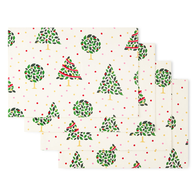 Kate Spade New York Holiday Confetti Placemats 13"x19" Cream/Green