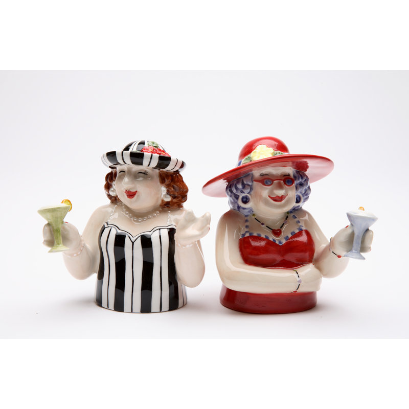 Ceramic Sophisticated Ladies Happy Hour Salt and Pepper Shakers
