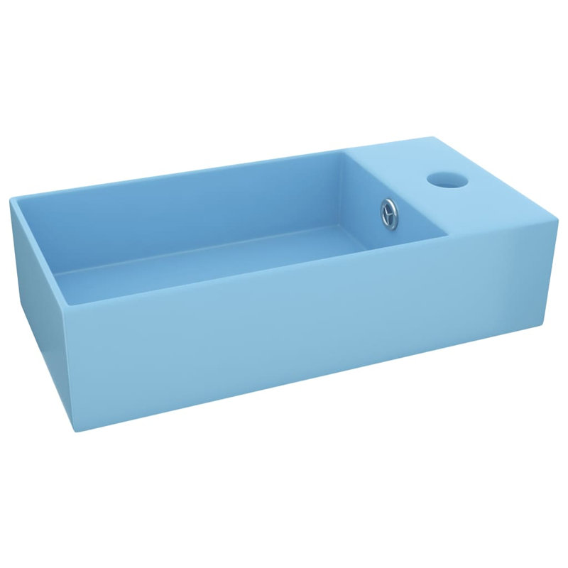 vidaXL Bathroom Sink with Overflow Ceramic, Light Blue