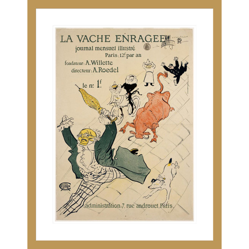 «La Vache enragée» par Henri de Toulouse-Lautrec, impression giclée encadrée, H 29,5 po x l 23 po