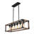 Brown 6-Light Dimmable Kitchen Island Rectangle Chandelier Lighting Fixture