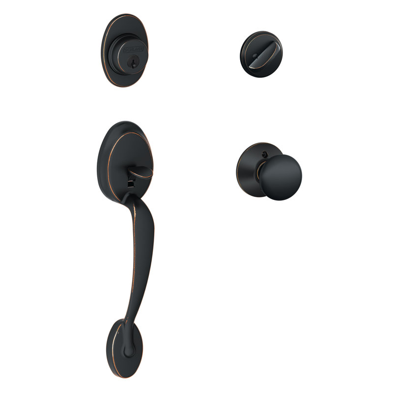 Ensemble de poignées avec pêne dormant cylindrique simple, bouton de porte et rosette, Nickel satiné