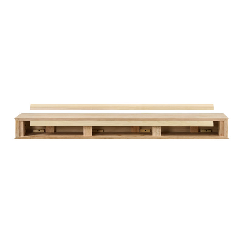 Modern Ember Monti Fireplace Wood Mantel Shelf with Fluted “Reed” Details in Whitewash, Whitewash, 60"