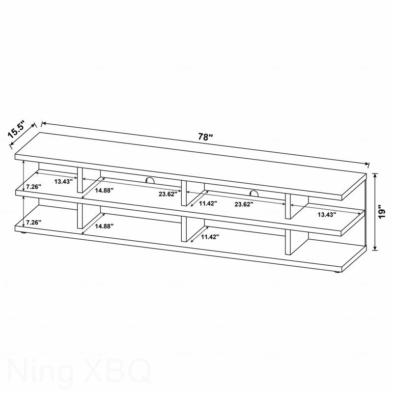 78-Inch 2-Tier TV Stand, Black