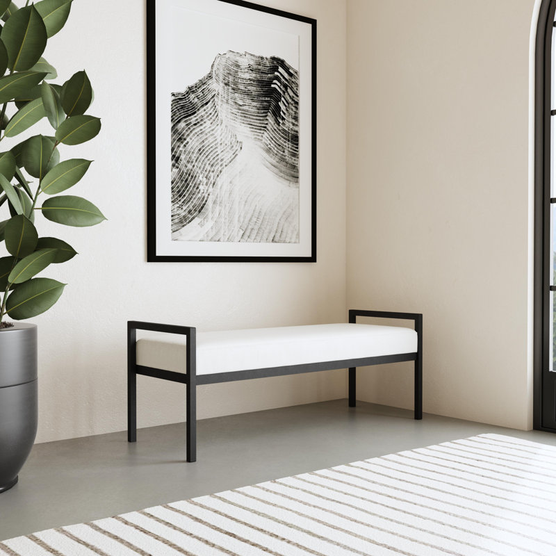 Loxe Teddy Upholstered Bench, Cream Boucle