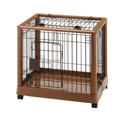 Wooden Pet Pen with Wheel, Dog Crate