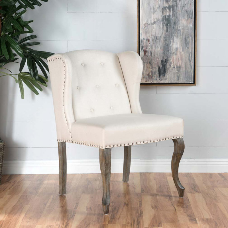 Andren 27" W Wingback Chair, Beige Polyester Blend