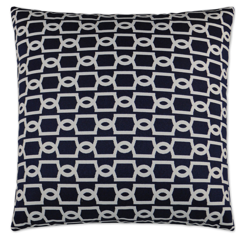 Ocean Gate Geometric Outdoor Reversible Throw Pillow, Navy