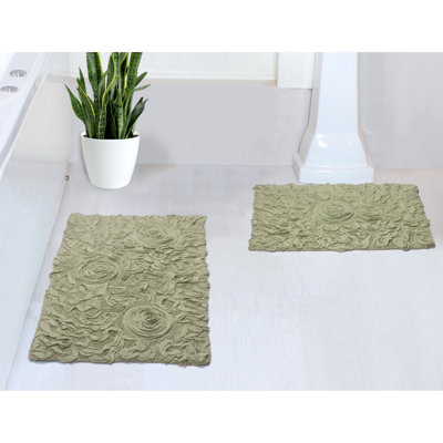 Freida Rectangle 100% Cotton 2 Piece Bath Rug Set