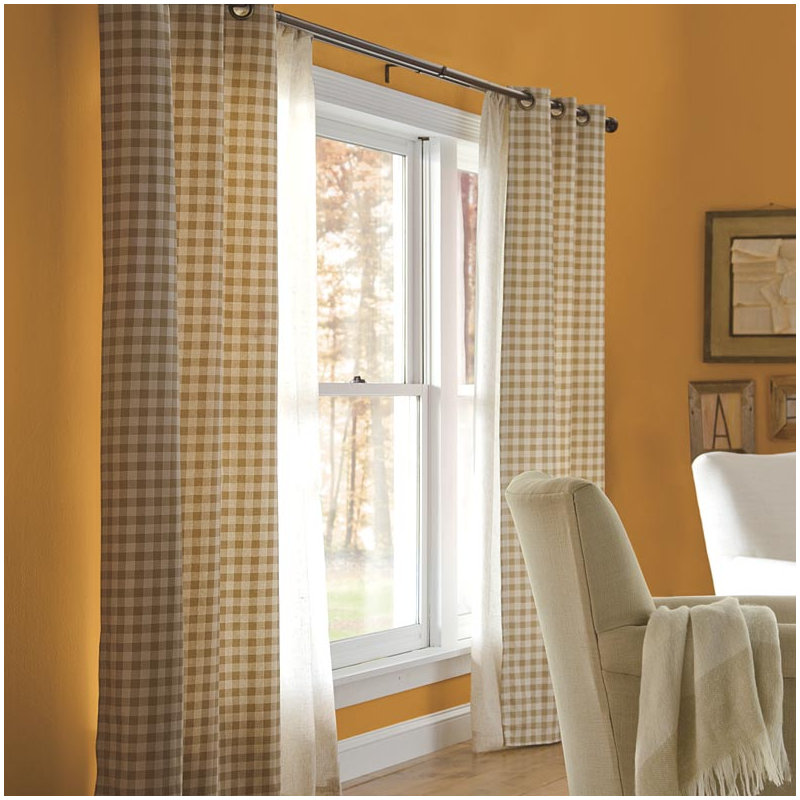 Thermalogic Cotton Blend Room Darkening Curtain Pair, Blue/White, 80" H x 40" W