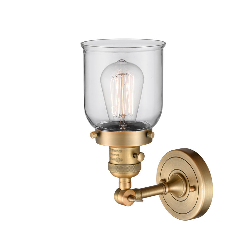 Bell - 1 Light 5" Sconce, 3.5 Watt Vintage LED Bulb, Clear, Brushed Brass