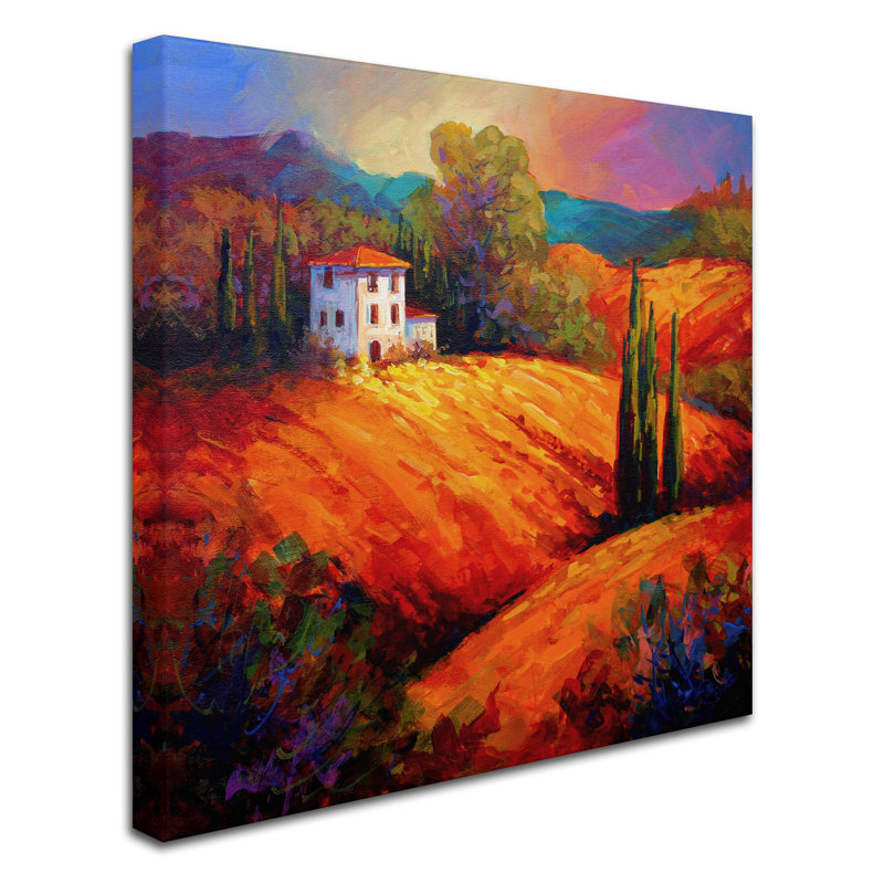 «Tuscan Villa Evening» par Kucera, reproduction d'art sur toile tendue, H 14 po x l 14 po