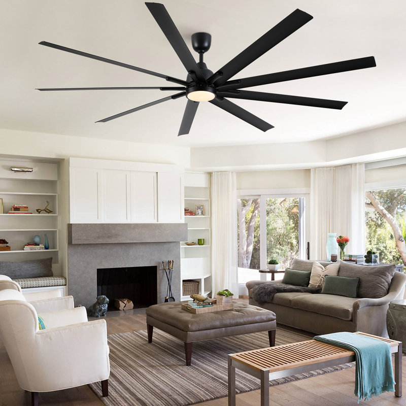 Très grand ventilateur de plafond noir 84 po avec télécommande