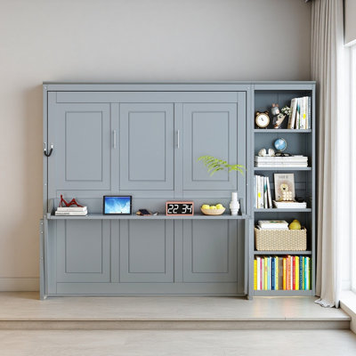Full Size Murphy Bed with Desk and Bookcase