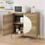 Buffet moderne avec incrustation de faux travertin et pieds dorés - Bois