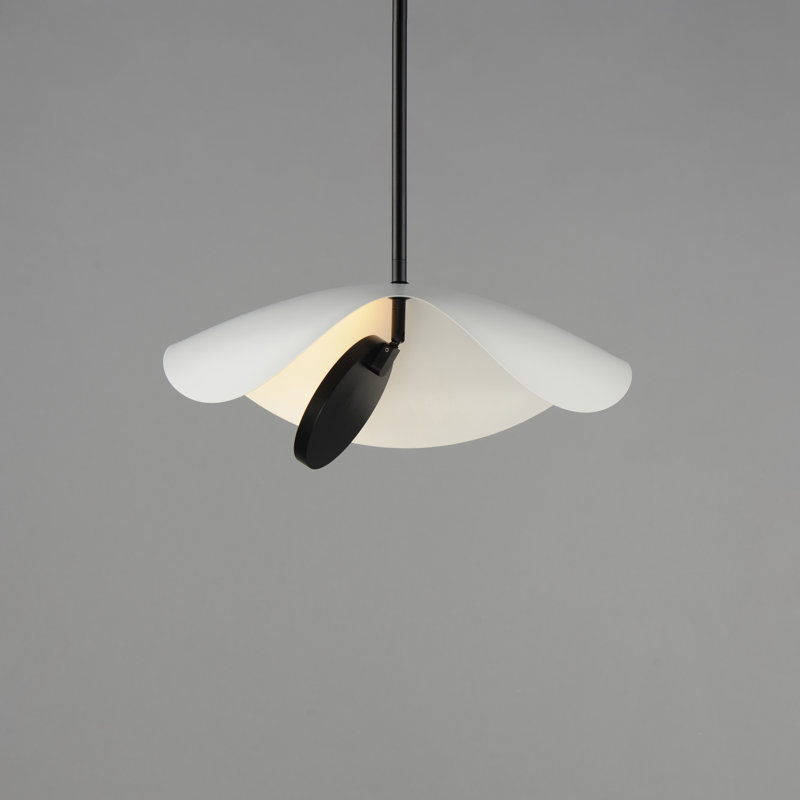 Hinton Single Light LED Pendant, Black/White