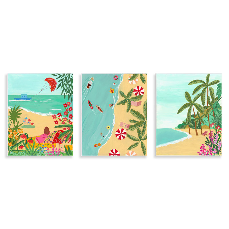 Plaque murale Busy Beach and Flowers, design par Nabeela Rumi