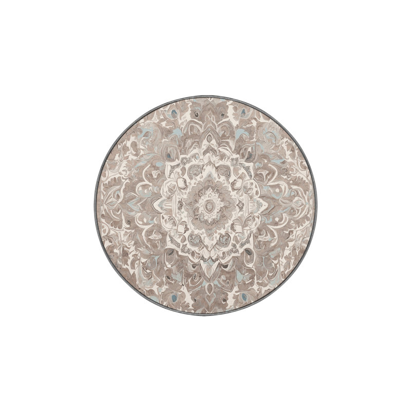 Machine Washable Gray Area Rug, Round 8'