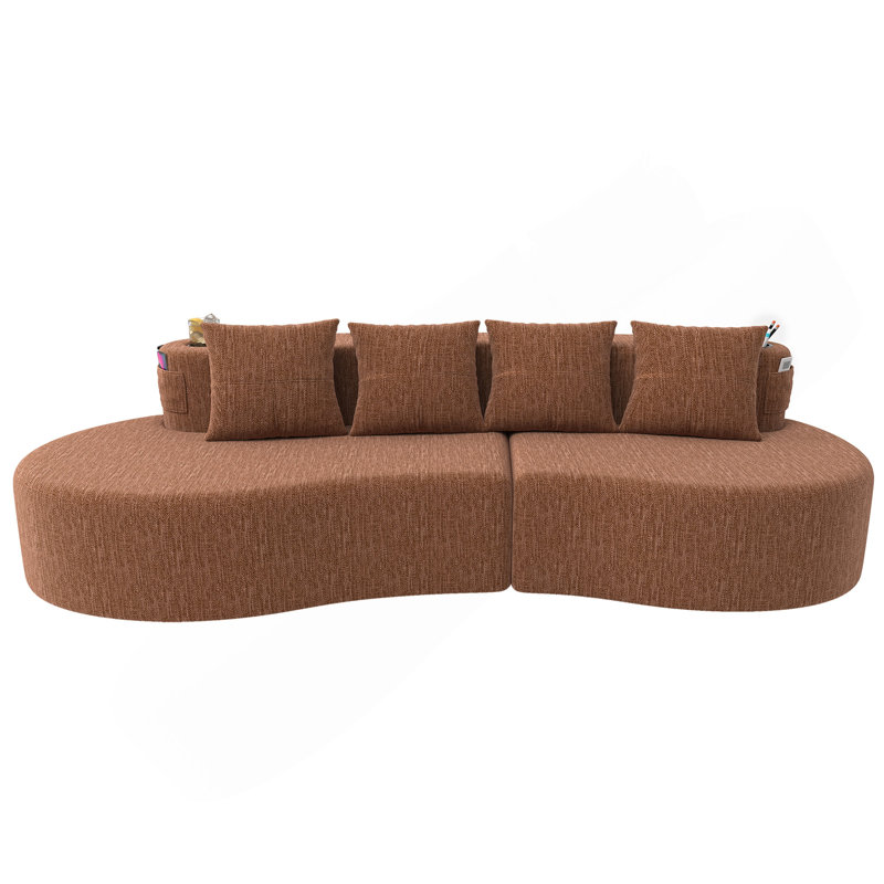 Canapé modulaire courbé moderne modulaire à 3 places minimaliste et élégant, Orange