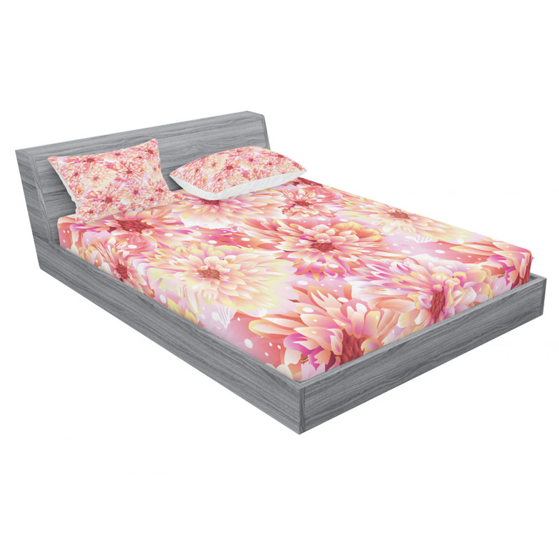 Microfiber Floral Sheet Set, Full Sheet Set with Fitted Sheet