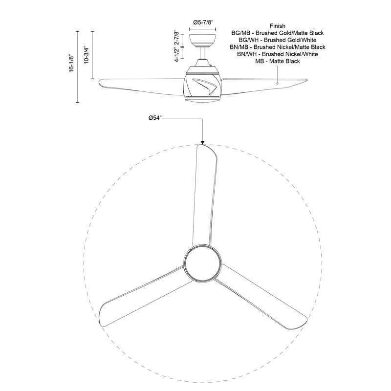 Thalia Smart LED Downrod Ceiling Fan, Matte Black, Brushed Nickel