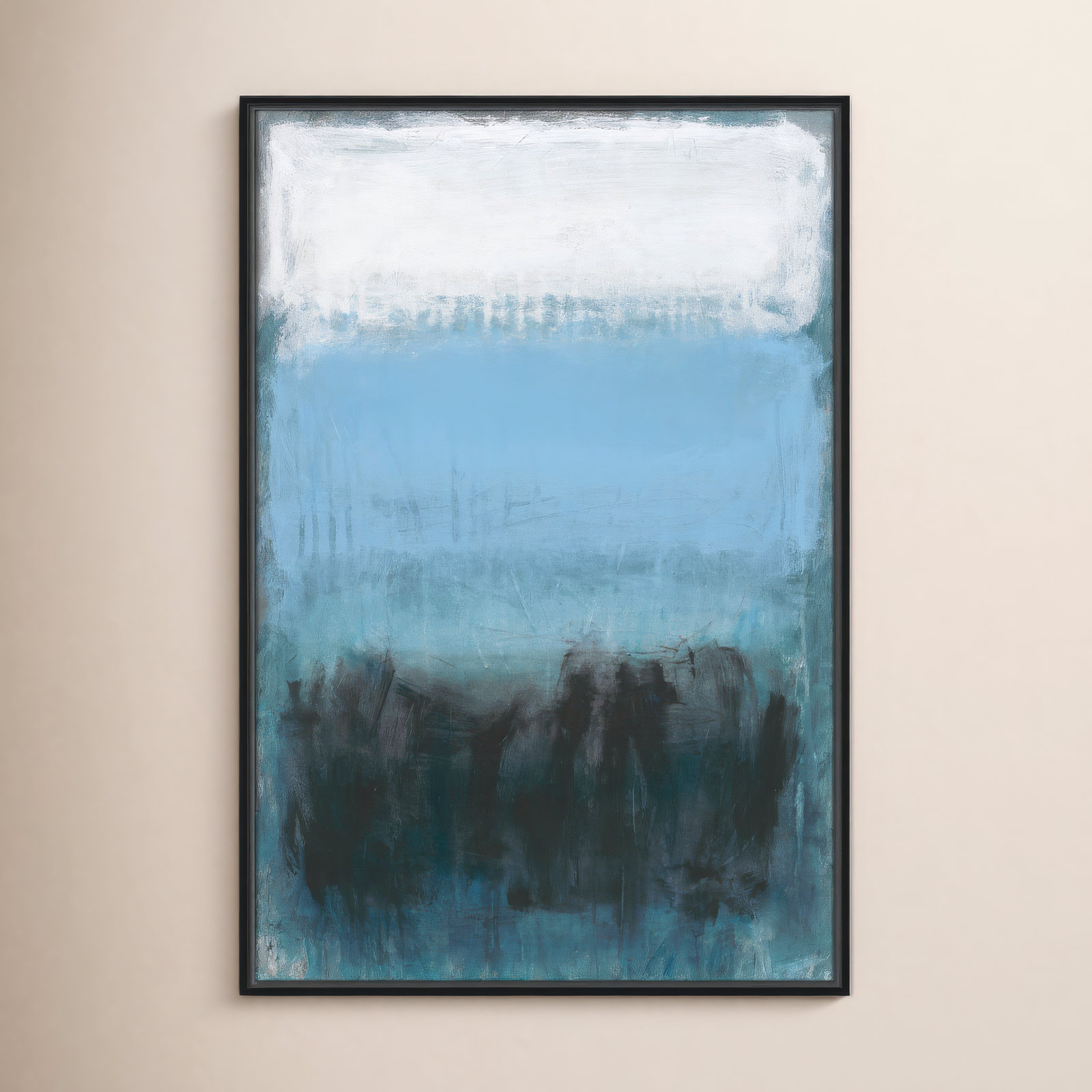 Arboles "Coastal Nightfall" Painting by Filippo Ioco, Black Framed Canvas, No Mat, 37.5" H x 25.5" W x 2" D