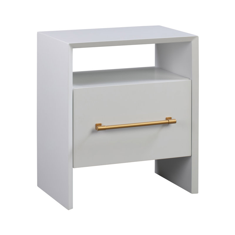 58.4cm W Solid + Manufactured Wood Bedside Table, White