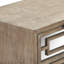 Table d'appoint Tommy Hilfiger Hayworth, tiroir de rangement en miroir avec revêtement en bois, base en métal, gris cendré