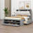 Queen Size Wood Platform Bed with Storage Headboard, 4 Drawers & Shoe Rack, Solid Pine Construction, Easy Assembly,Gray-652056467