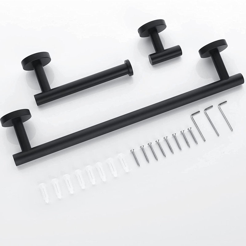 3 - Piece Bathroom Hardware Set, Matte Black