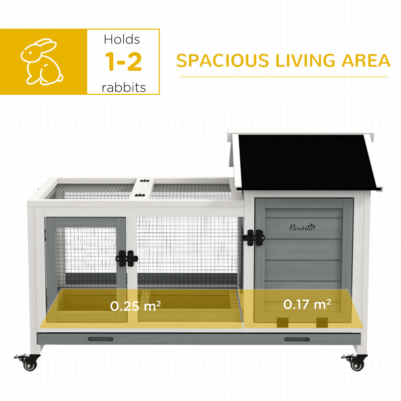 Weather Resistant Rabbit Hutch, Grey