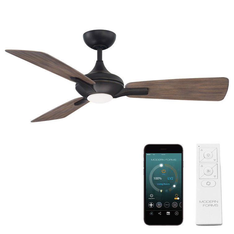 Mykonos 52" 3 - Blade Outdoor/Indoor Smart Ceiling Fan with Remote Control and LED Light Kit Included, Works With Alexa and iOS or Android App