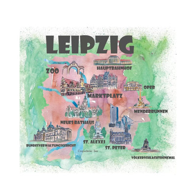Leipzig, Germany Travel Poster by Markus & Martina Bleichner - Wrapped Canvas Gallery-Wrapped Canvas Giclée